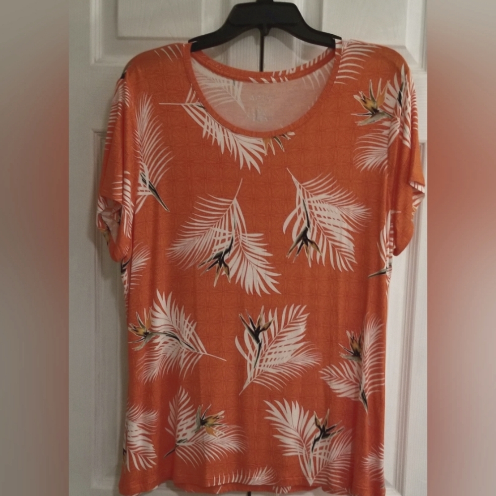 🌴 2/$20 - Women's APT 9 Orange Bird of Paradise Print Top - XL - NEW - NWOT